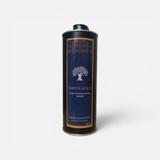 Kabylie Gold Huile d'Olive Extra Vierge, Première Pression à Froid, Massif de Djurdjura, Méthodes Traditionnelles, 500 ml